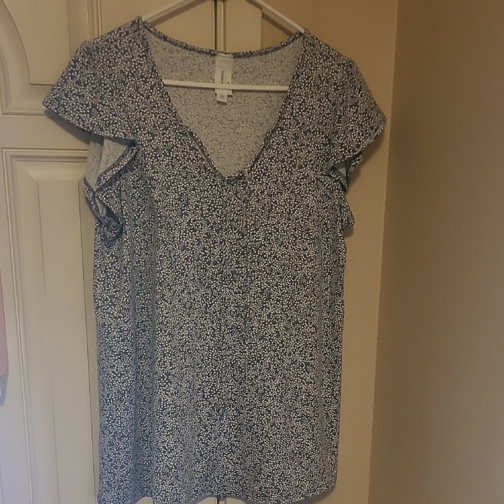 Honeyme Blue And White Top